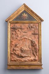 Terracotta nativity scene sculpture by Circle of Donatello with traces of polychromy and gilding