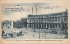Piazza Esedra panoramic view with fountains and historic buildings, Rome Italy