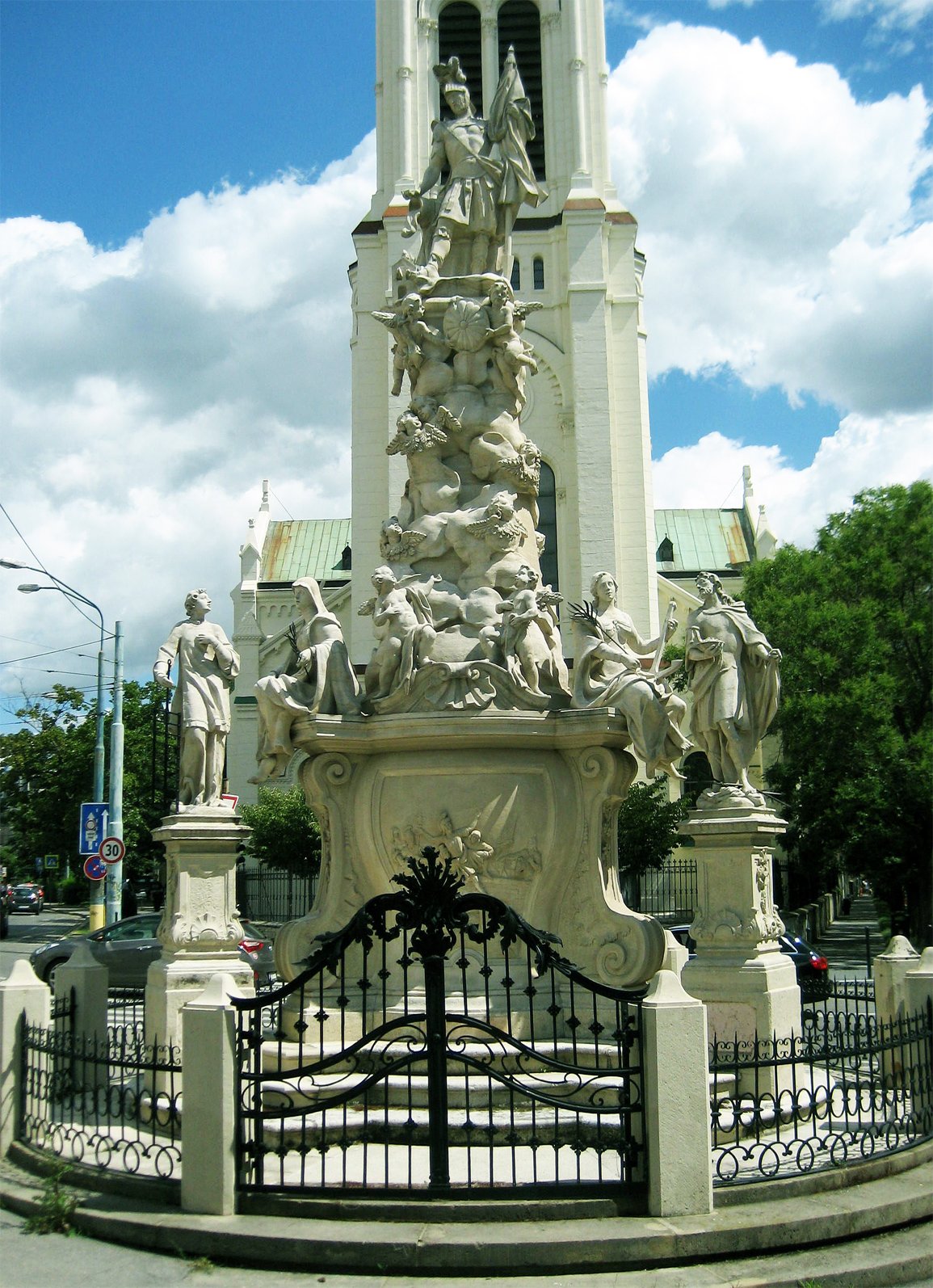 Statue of Saint Florian in front of Blumentál Church in Bratislava