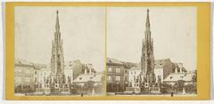 Historic monument for Emperor Franz I known as the Kranner Fountain in Prague, 19th century stereophoto