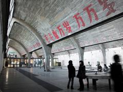 Inside view of exhibition centre in 798 Art Zone Beijing with industrial-style architecture