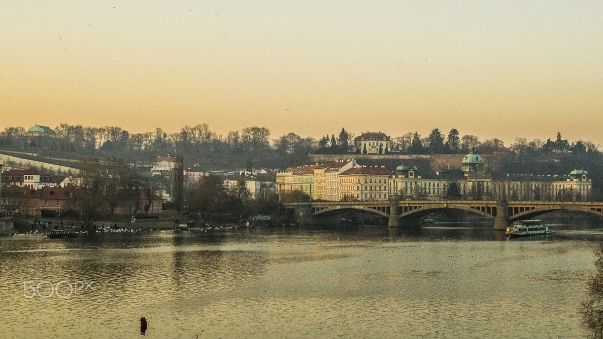 Historic architecture in Prague, Czech Republic with street view