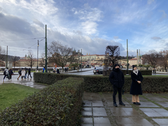 Street scene in Prague the day after the shooting