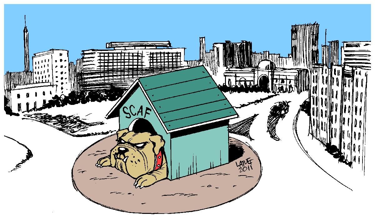 Beware of dog warning sign in Tahrir Square