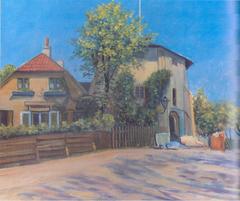 Painting of Lille Mølle windmill in Copenhagen, Denmark