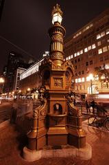 Lotta's Fountain sculpture in San Francisco with Luisa Tetrazzini plaque