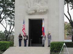 United States and Philippine military personnel at Manila American Cemetery chapel during 2014 Veterans Day ceremony