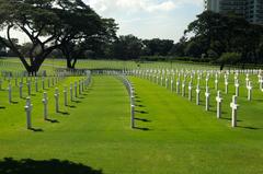 Crosses marking graves of 17,201 American and Filipino soldiers at American Cemetery Manila