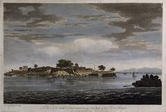 Fort at Monghyr on the river Ganges in India, colored etching by William Hodges, 1787