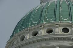 Old Courthouse dome covered with snow in winter