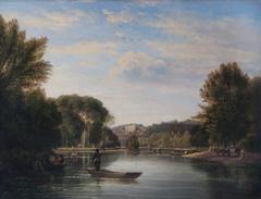 View towards Richmond Hill Surrey with landscape and buildings in 19th century