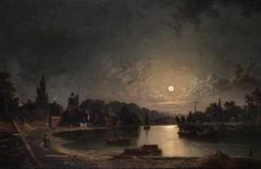 Twickenham, Middlesex by Moonlight painted by Henry Pether