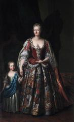 Portrait of Queen Caroline of Ansbach with her son, the future Duke of Cumberland, painted by Herman van der Myn