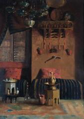Sir Richard Burton's smoking room with detailed interior design and paintings