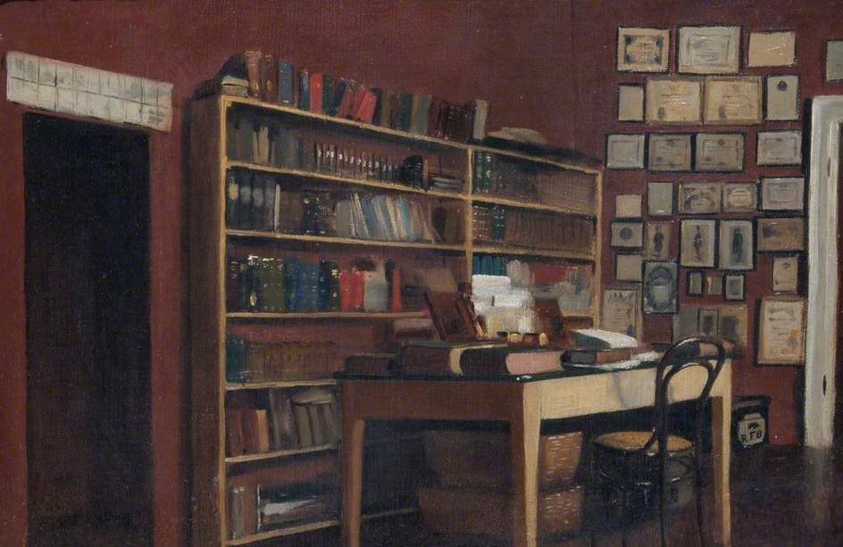 The corner of Sir Richard Burton's study with a cozy and antique interior