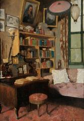 The corner of Sir Richard Burton's study with his portrait by Albert Letchford
