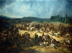 Henry Dunant at the Battle of Solferino in 1859