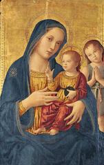 Virgin and Child with Saint John the Baptist triptych centre panel painting by Antoniazzo Romano