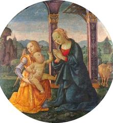 Painting of the Madonna and Child with an Angel by Bartolomeo di Giovanni