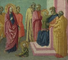 Saint Quiricus slaps the judge in a historical triptych painting