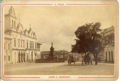 Largo São Francisco in 1900, historical view of square with old buildings and people