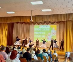 Elegant ballroom dancers performing a graceful routine