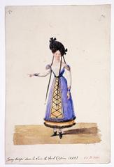 Portrait drawing of Jenny Vertpré in the role of Poleska from the play Lune de Miel, 1833