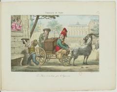 Vintage lithograph of Paris street scene by Marlet