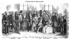 engraving of actors from the Theatre du Gymnase by Eustache Lorsay 1846-1847