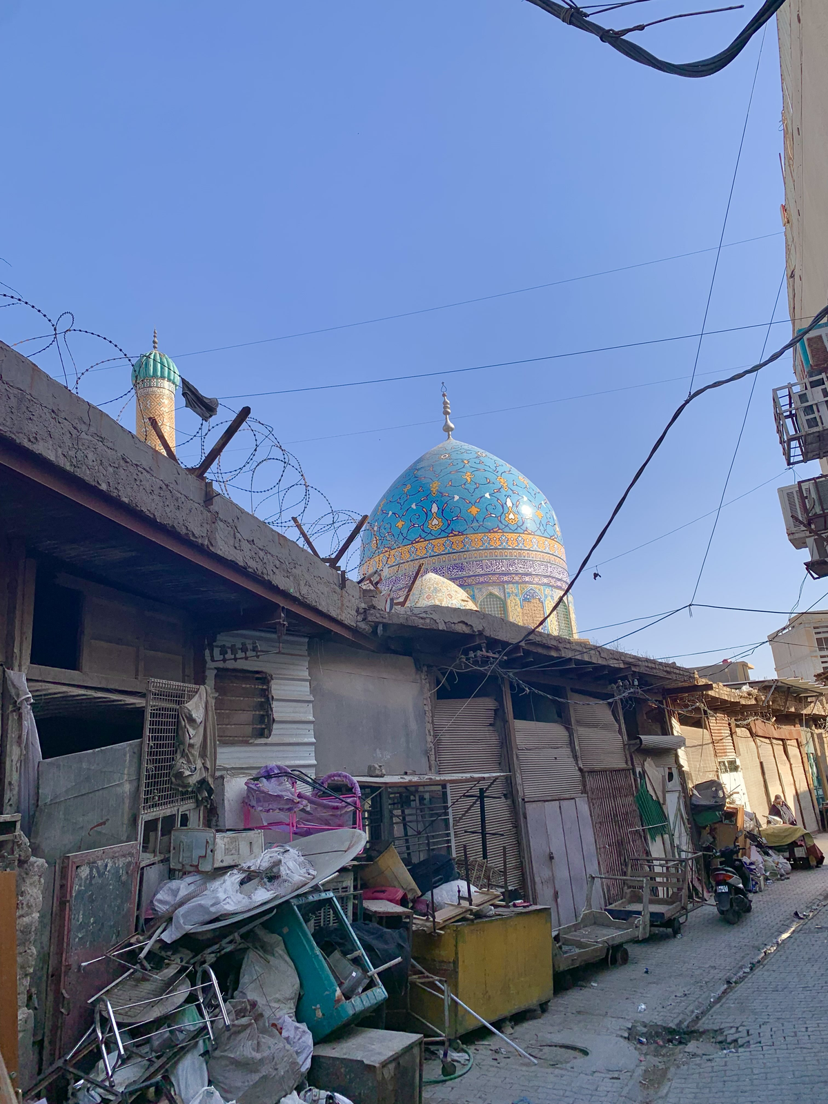 Cupola of the Mosque-Madrasa of al-Ahmadiyya over abandoned souk in Baghdad Iraq
