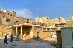 View of Haydar-Khana locality behind Haydar-Khana Mosque in Baghdad with courtyard hammam visible