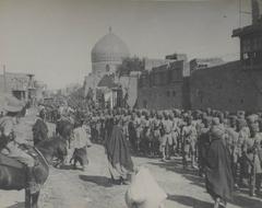 Indian troops marching through a new street in Baghdad on 11 March 1917 during British Mesopotamian campaign