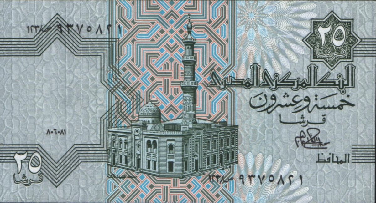 0.25 Egyptian Pound coin obverse side dated 1981