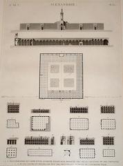 Ancient drawing of the Mosque of a Thousand Columns and underground cisterns in Alexandria