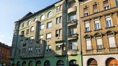 Népszínház utca street view in Budapest with historic buildings