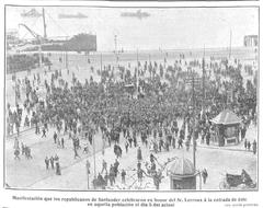 Historical photograph from January 5, 1908, showing Lerroux's trip to Santander