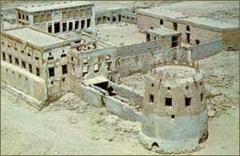 Aerial view of Dariyen Castle with the palace visible behind it