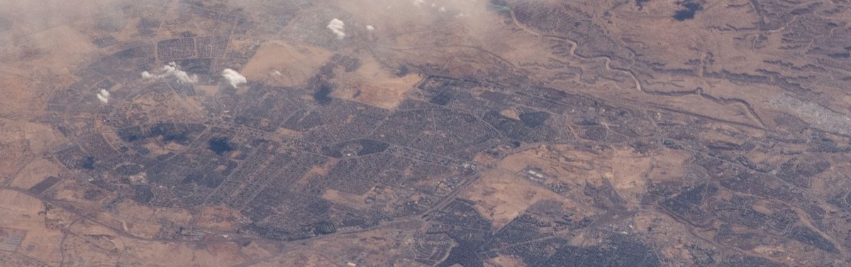 Aerial view of New Cairo and Wadi Degla from International Space Station during Expedition 62