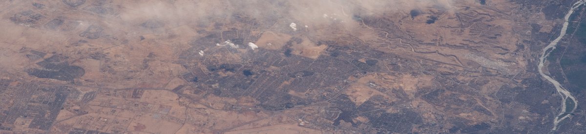 Aerial view of Egypt showing New Cairo, Wadi Degla, and the Nile River captured during ISS Expedition 62