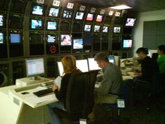 Control room of studio 1 at ETB's new headquarters in Bilbao, Basque Country, Spain