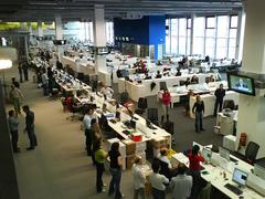 General view of the large newsroom at the new EITB headquarters in Bilbao, Vizcaya, Basque Country, Spain