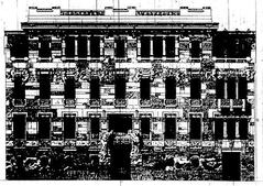 Architectural design drawing of Palazzo Castiglioni in Milan by Giuseppe Sommaruga