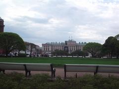 Mariinsky Palace viewed from outside Isaac Cathedral in Saint Petersburg, Russia