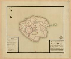 Historical map of Munk Holm fort in Trondheim, Norway