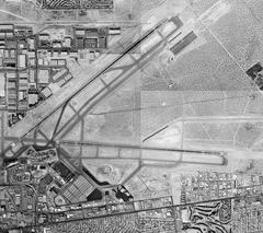 Aerial view of El Paso Airport in Texas covered with snow
