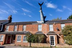 The Headington Shark outdoor sculpture in Oxfordshire UK