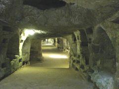 Main road of San Giovanni Catacombs with ancient burial niches