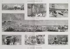1878 exhibit site featuring the Palais du Trocadéro before official opening with cityscape and architectural details