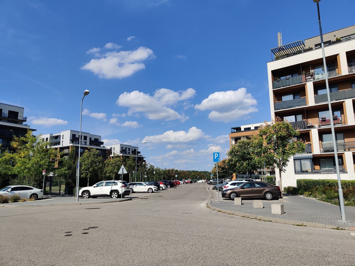 Panoramic view of beige residential buildings in Bratislava