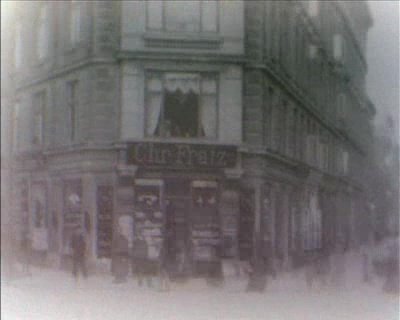1907 film still of Chr. Fratz shop at Trianglen corner Østerbrogade and Nordre Frihavnsgade in Copenhagen